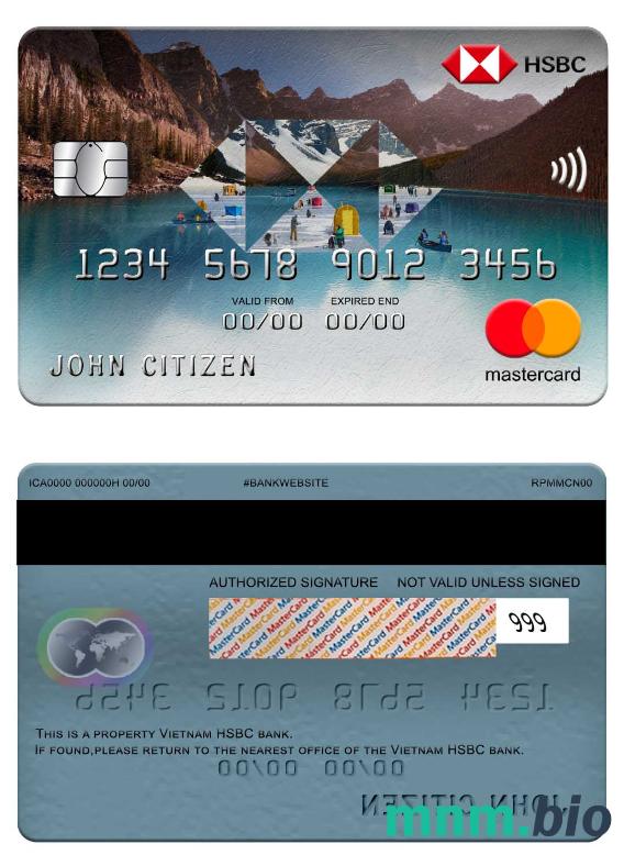 Vietnam HSBC bank przykład karty mastercard w formacie PSD